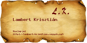 Lambert Krisztián névjegykártya
